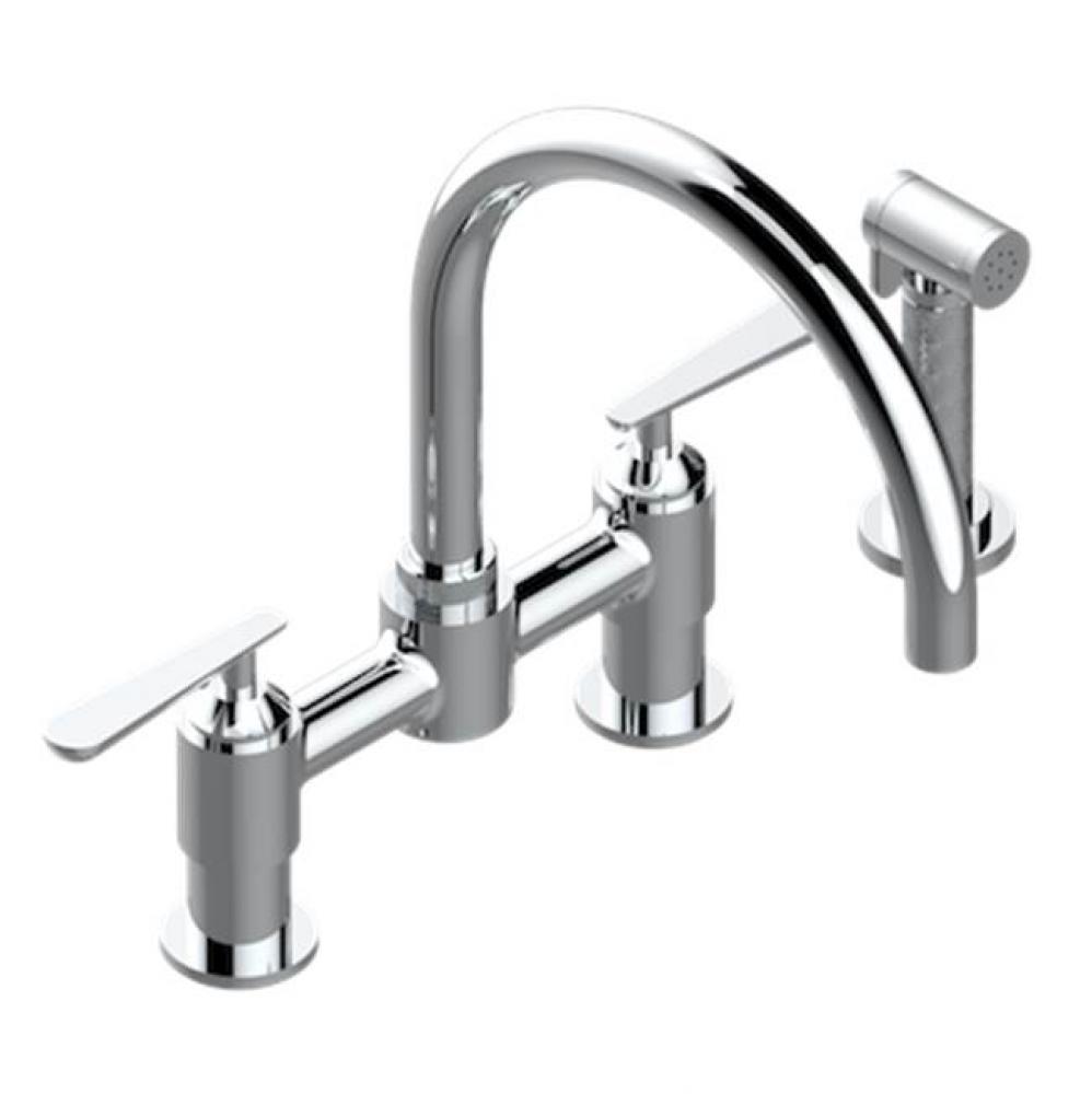 Two Hole Bridge Kitchen Faucet With Side Spray