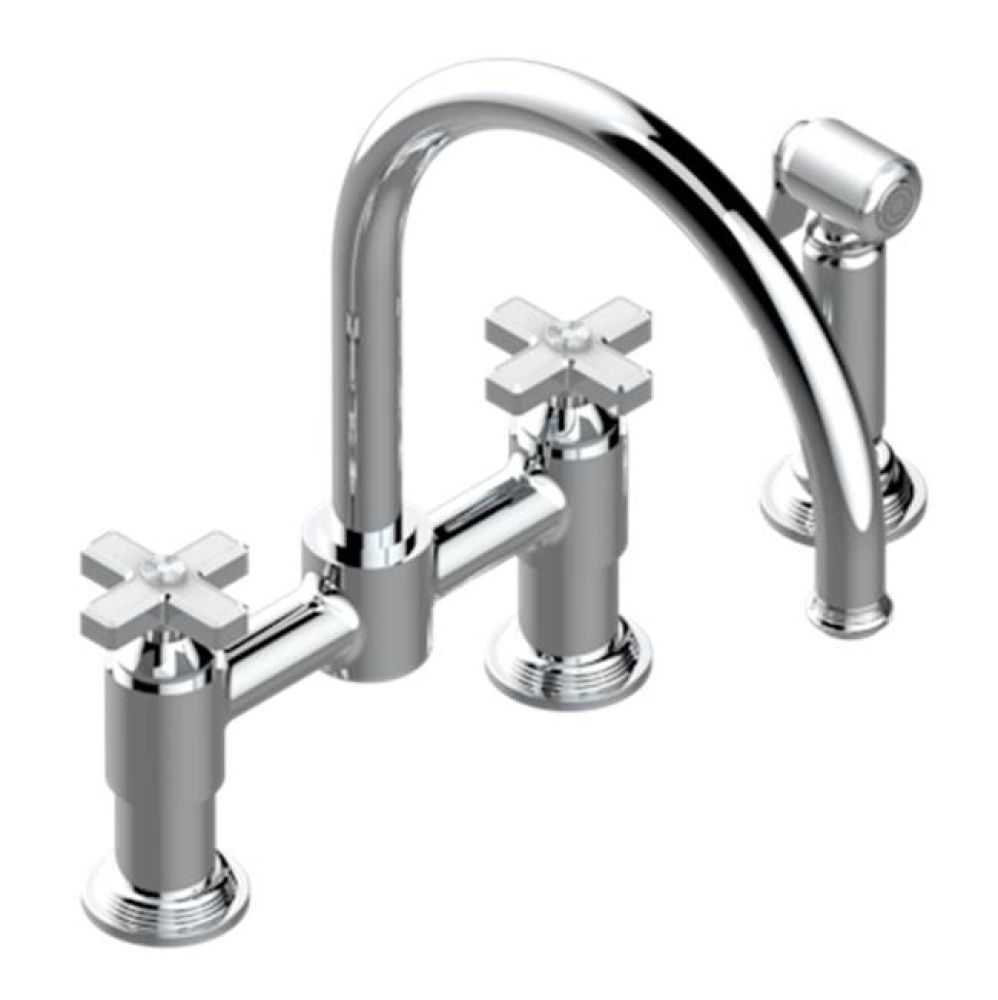 Two Hole Bridge Kitchen Faucet With Side Spray