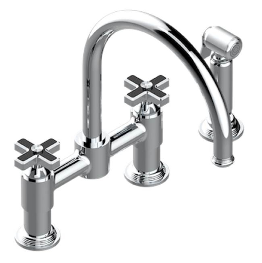 Two Hole Bridge Kitchen Faucet With Side Spray