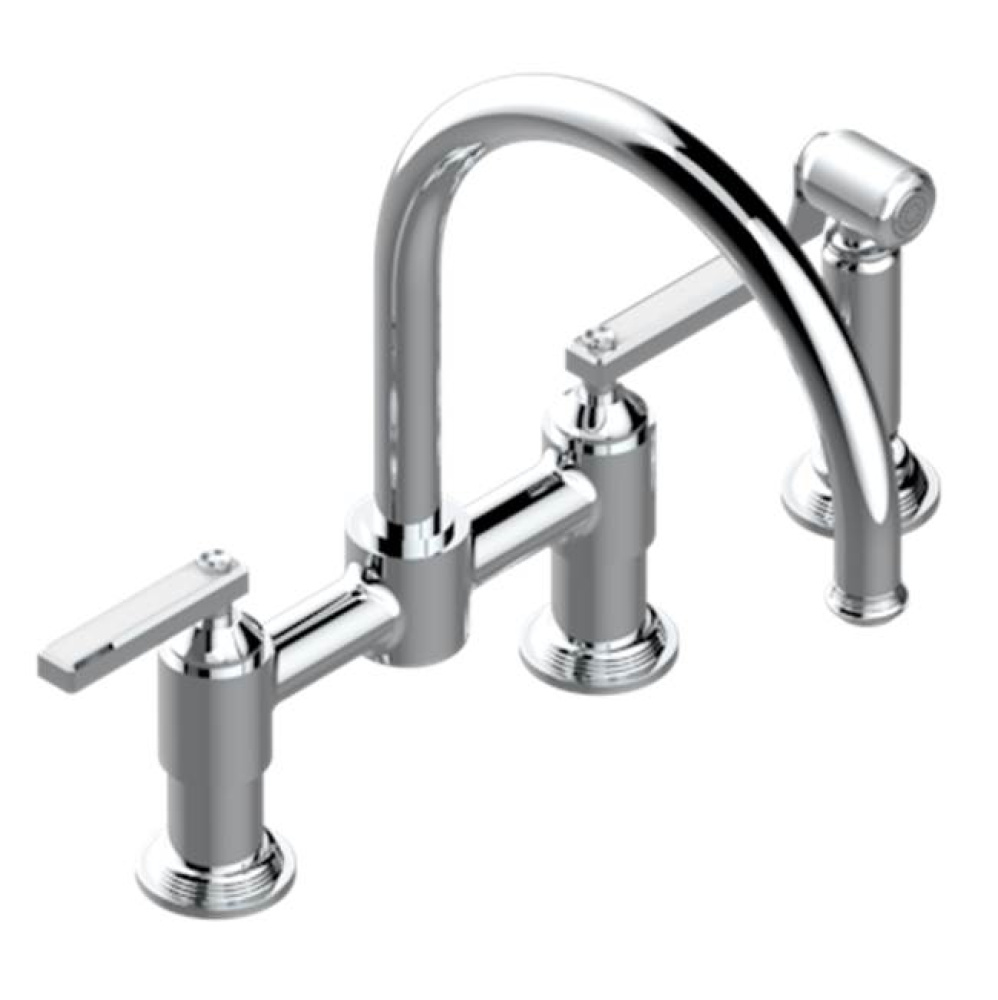 Two Hole Bridge Kitchen Faucet With Side Spray