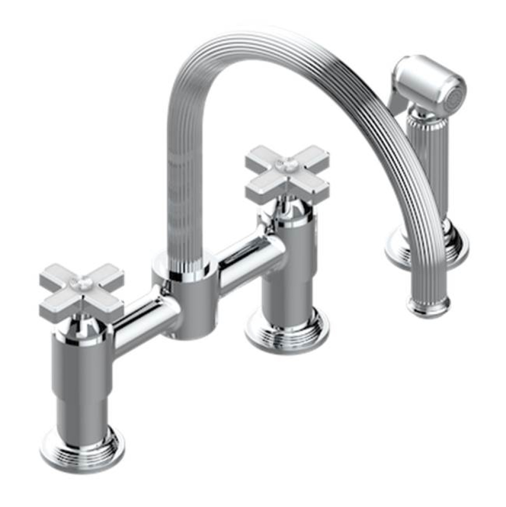 Two Hole Bridge Kitchen Faucet With Side Spray