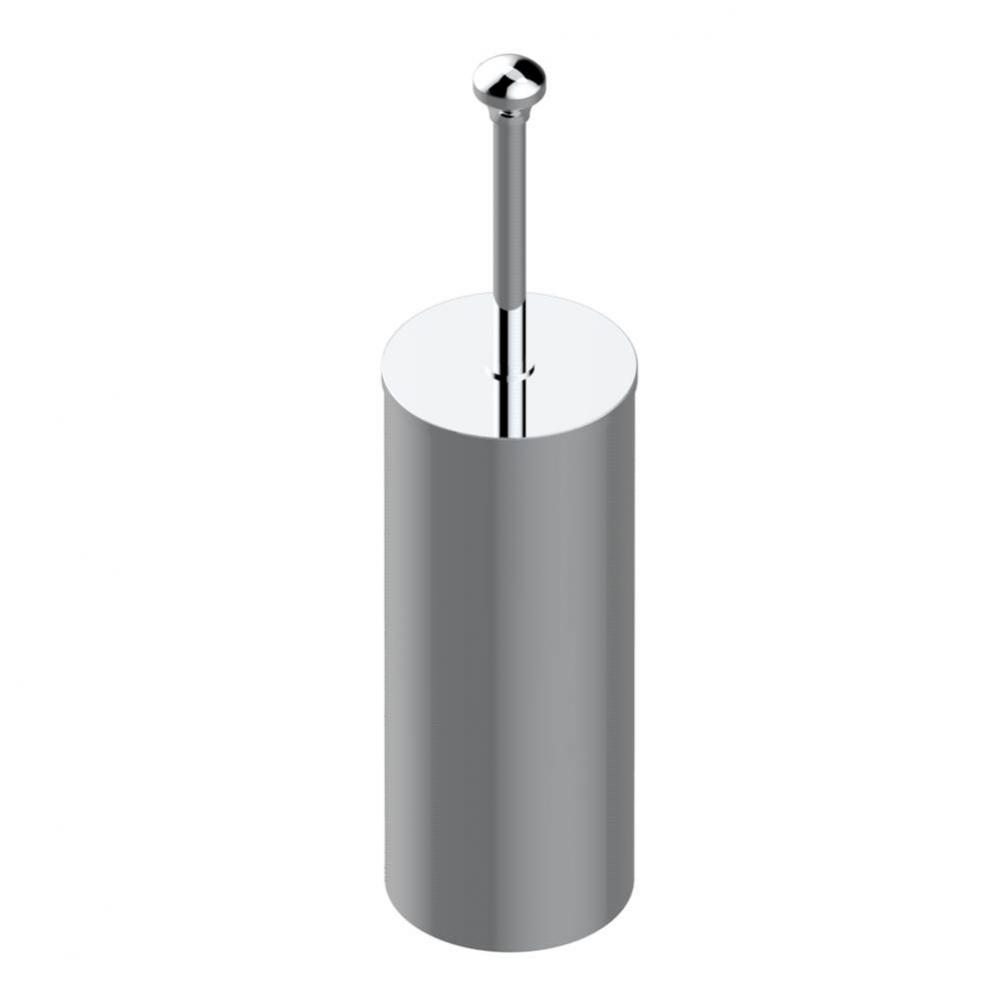 Metal toilet brush holder with brush with cover floor mounted