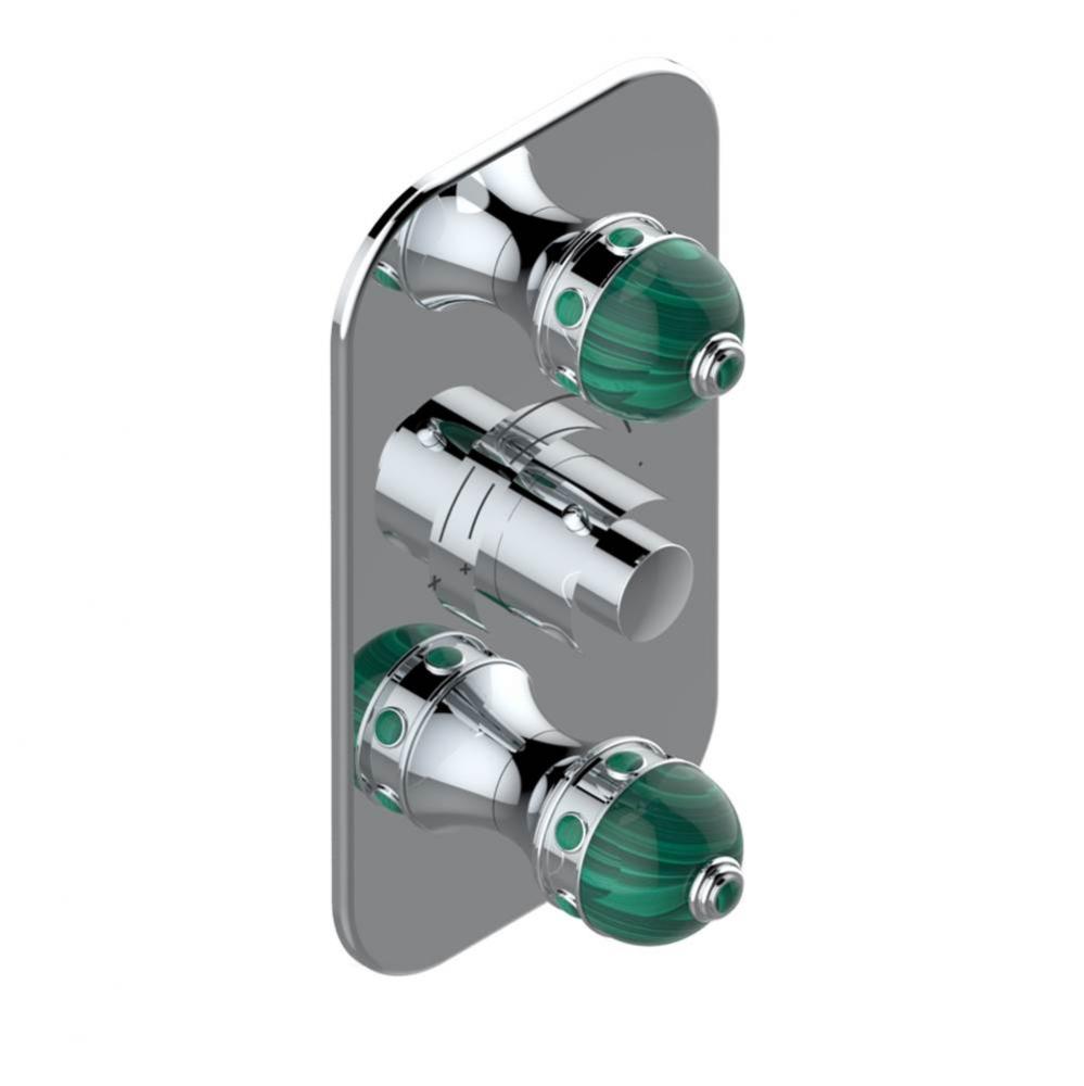 Trim for THG thermostatic valve 2 volume controls, rough part supplied with fixing box ref. 5 400A