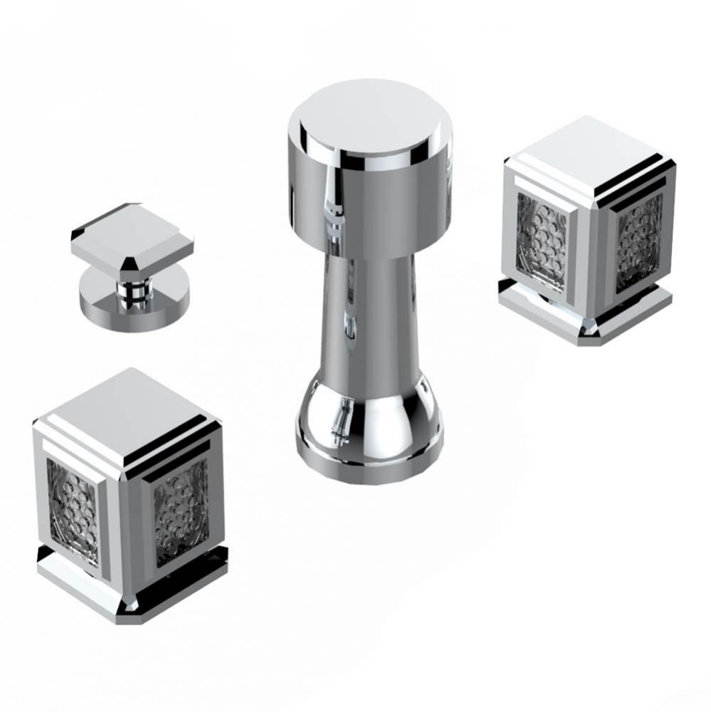 Deck mounted 3-hole bidet with vertical spray, vacuum breaker and drain