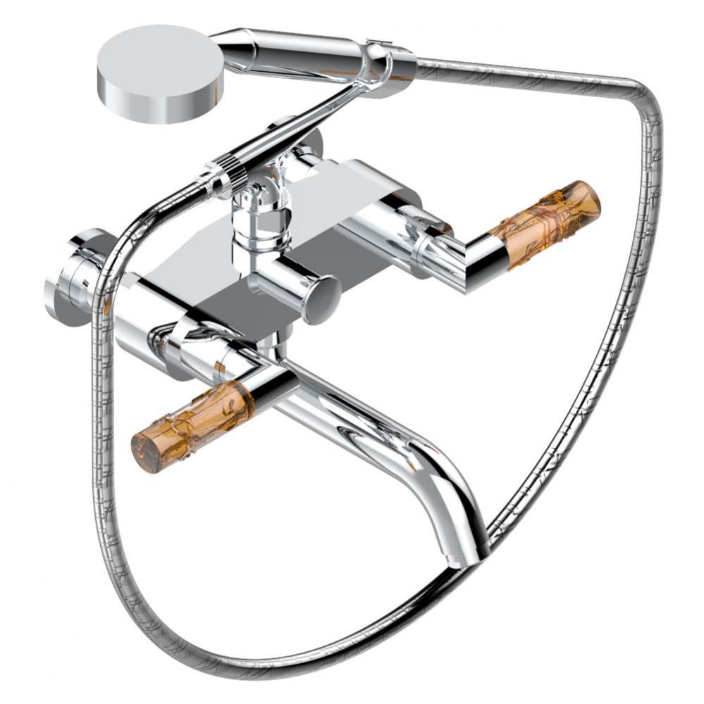 A34-13B/US - Exposed Tub Filler With Cradle Handshower Wall Mounted