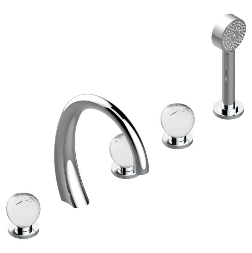 A42-1132SGUS - Roman Tub Set With 2 X 3/4'' Valves And Rim Mounted Ceramic Mixer With Ha