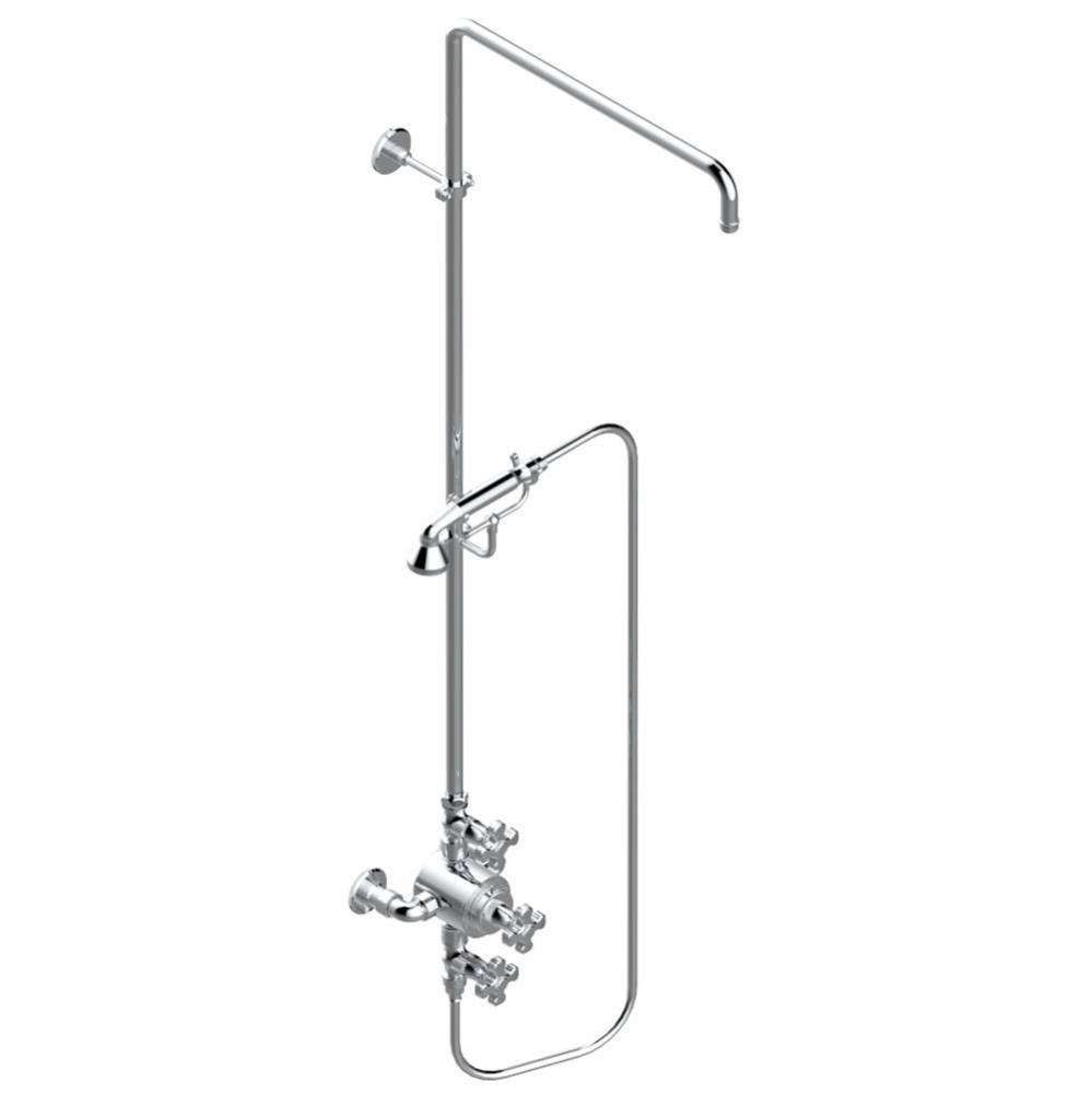 A54-64TRCD/US - Exposed Thermostatic Shower Mixer 2 Volume Controls Column And Handshower On Cradl