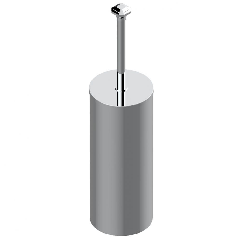 Metal toilet brush holder with brush with cover floor mounted