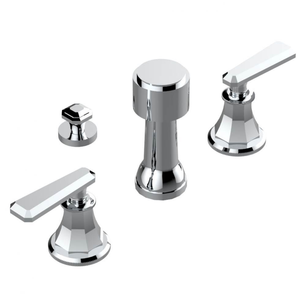 Deck mounted 3-hole bidet with vertical spray, vacuum breaker and drain