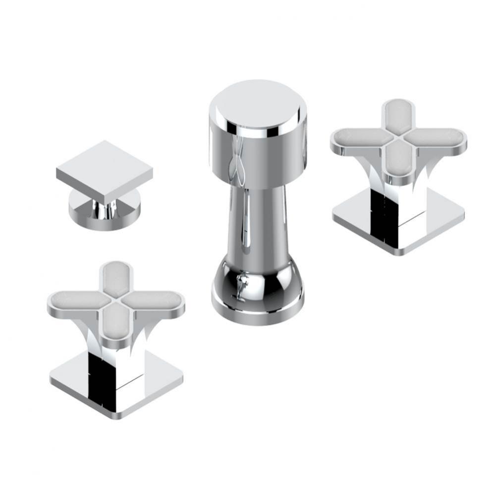 A6G-207KA - Deck Mounted 3 Hole Bidet W/Vertical Spray Vacuum Breaker And Drain