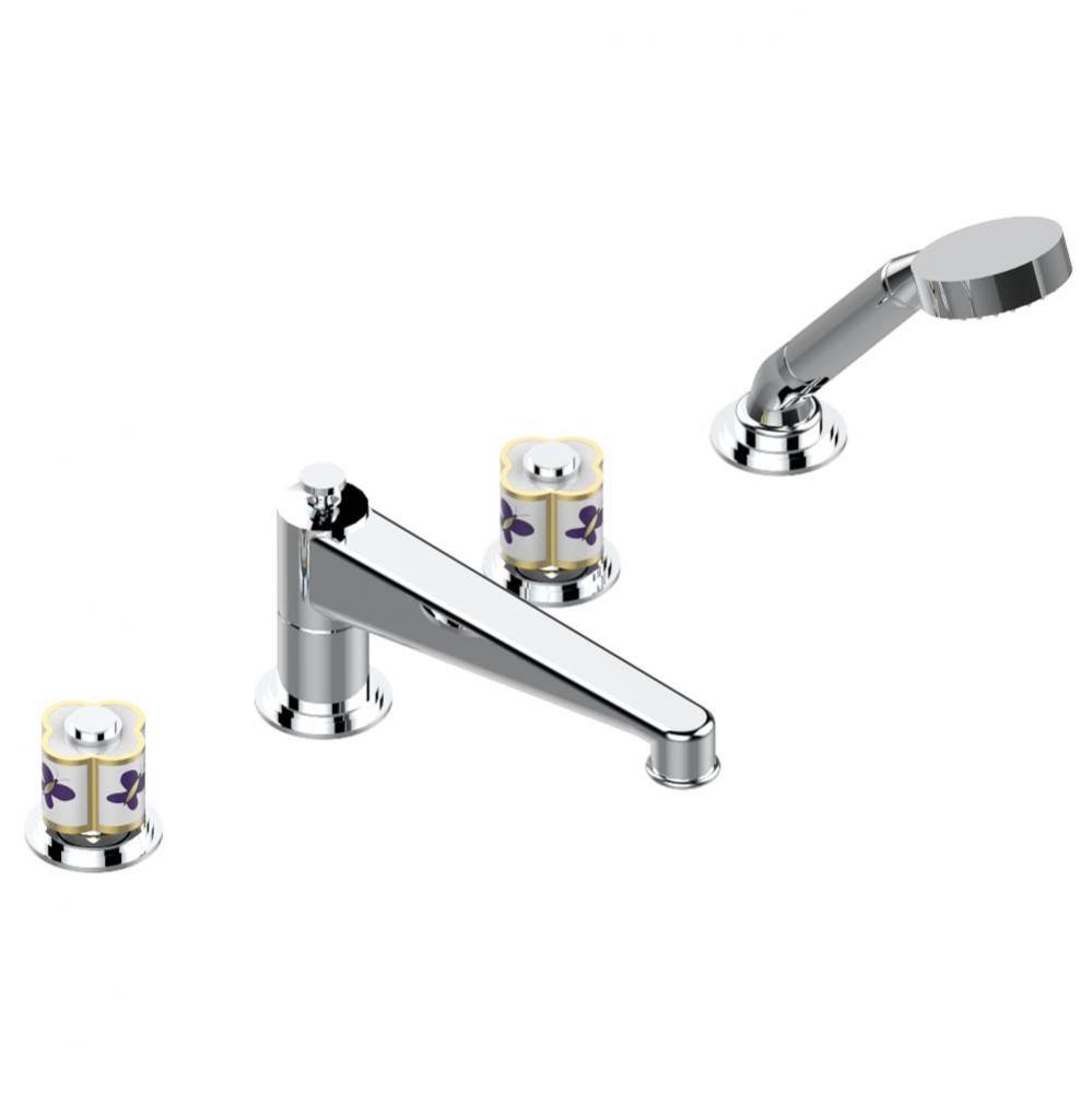 Roman tub set with divertor spout and handshower, 3/4'' valves