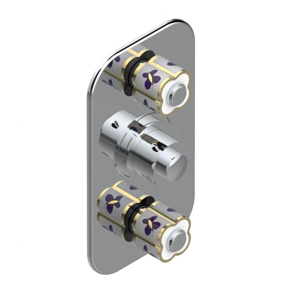 Trim for THG thermostatic valve 2 volume controls, rough part supplied with fixing box ref. 5 400A