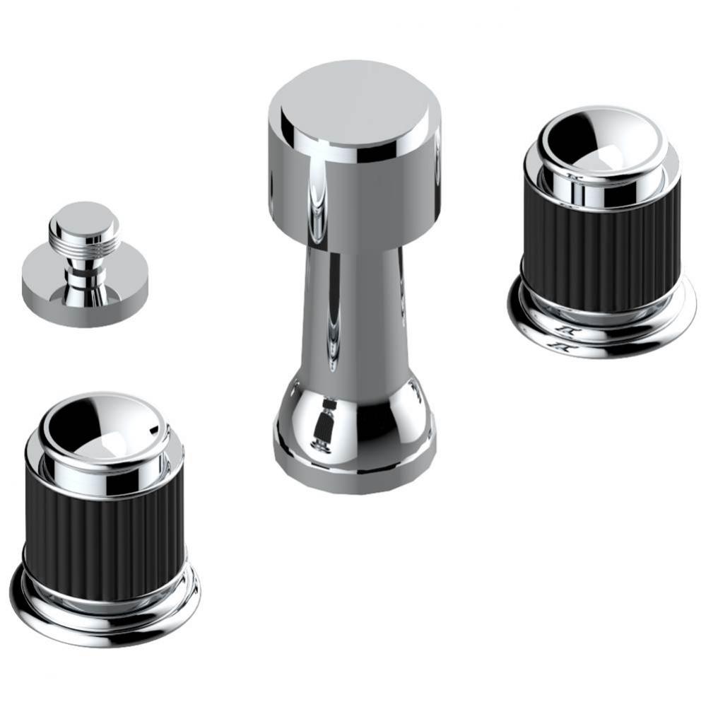 Deck mounted 3-hole bidet with vertical spray, vacuum breaker and drain