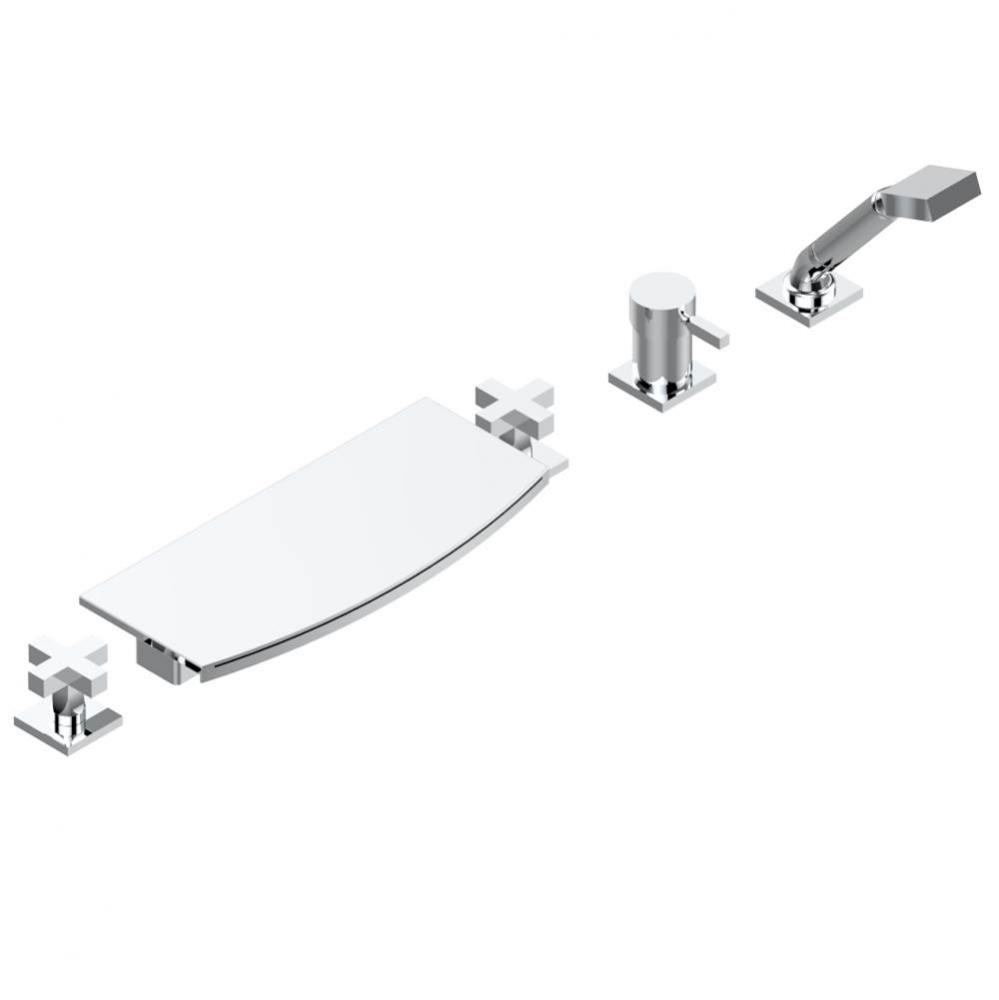 DECK MOUNTED 2 VALVES ROMAN TUB SET WITH HANDSPRAY AND MIXING VALVE