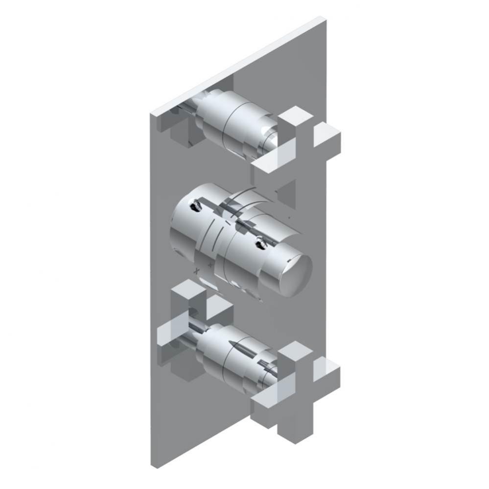 Trim for THG thermostatic valve 2 volume controls, rough part supplied with fixing box ref. 5 400A