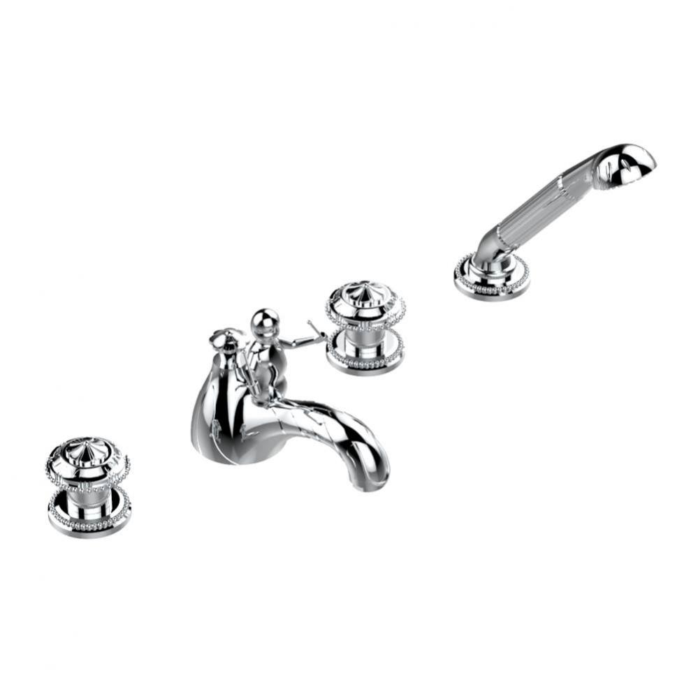 Roman tub set with divertor spout and handshower, 3/4'' valves