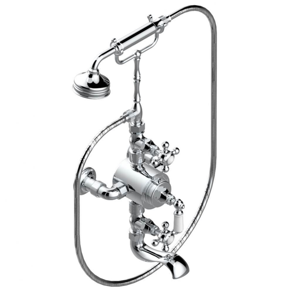 G25-11TRDUS - Wall Mounted Exposed Thermostatic Tub Filler With Hand Shower - 6'' Centre