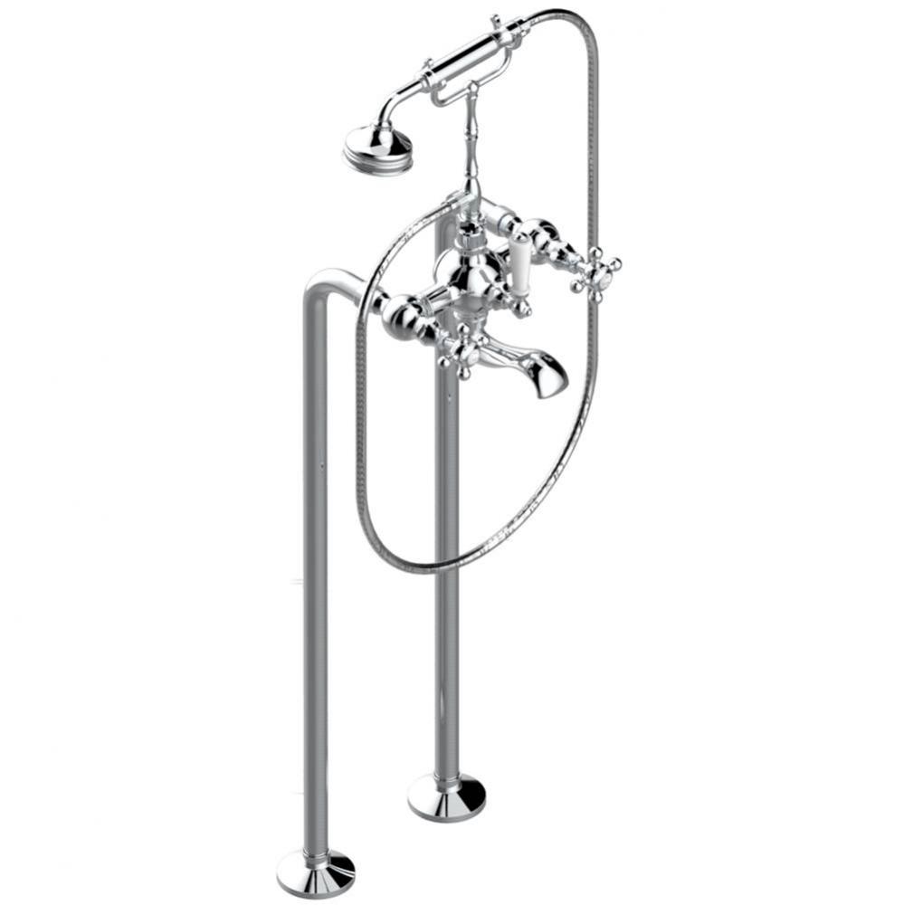 Floor mounted tub filler/telephone shower mixer /diverter - 8'' centres