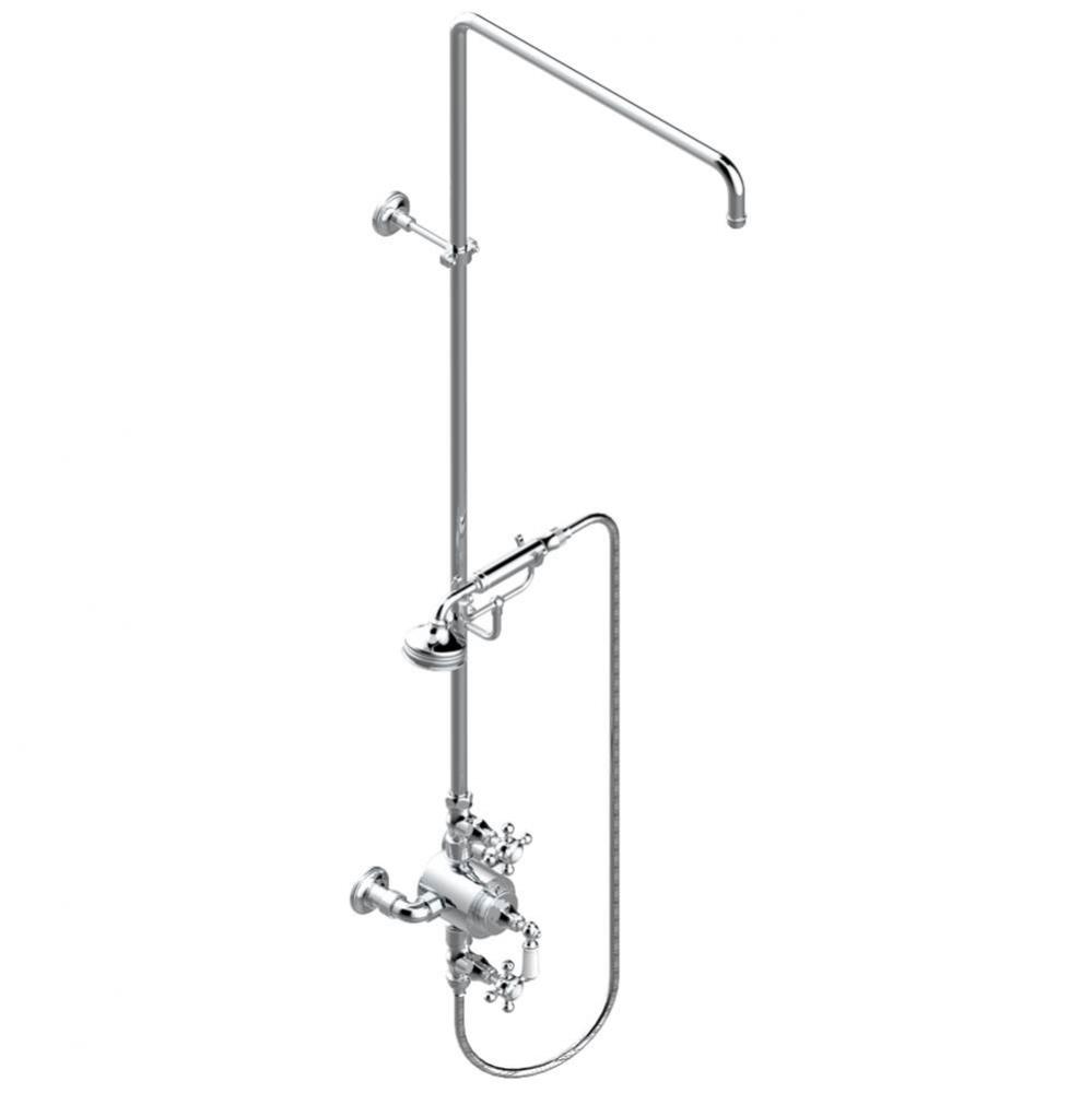 G25-64TRCD/US - Exposed Thermostatic Shower Mixer 2 Volume Controls Column And Handshower On Cradl