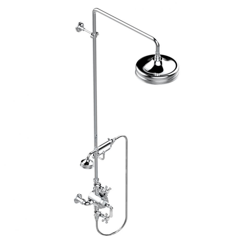 Exposed thermostatic shower mixer 2 volume controls, column and handshower on cradle - 6'&apo