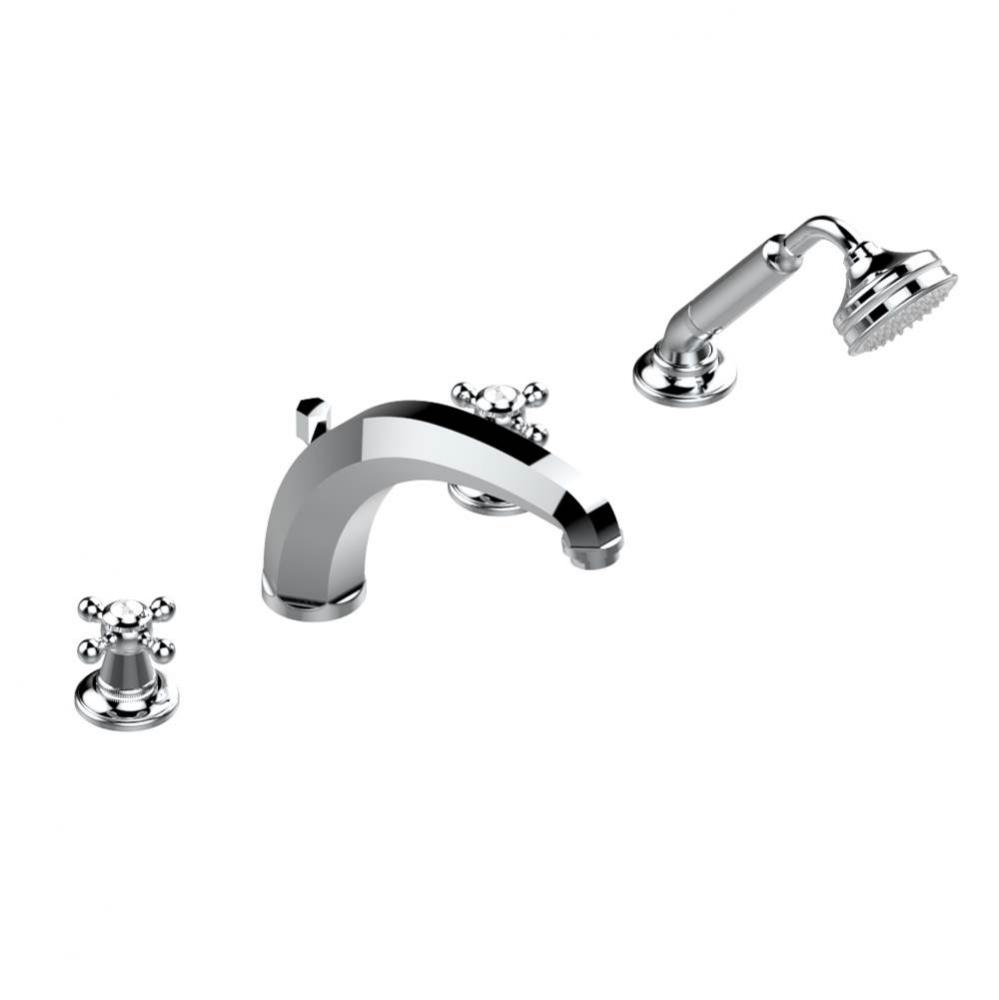 Roman tub set with high divertor spout and handshower, 3/4'' valves