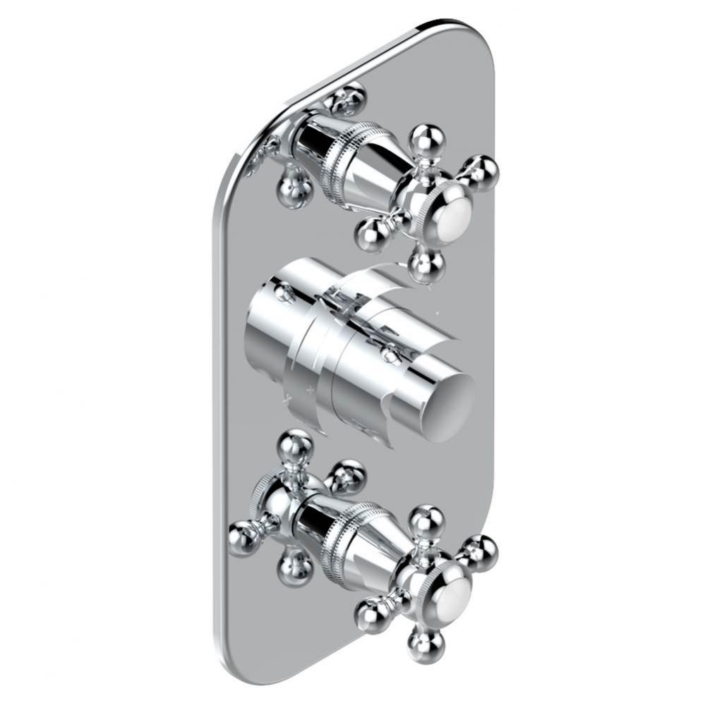 Trim for THG thermostatic valve 2 volume controls, rough part supplied with fixing box ref. 5 400A