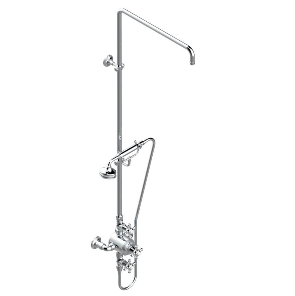 G29-64TRCD/US - Exposed Thermostatic Shower Mixer 2 Volume Controls Column And Handshower On Cradl