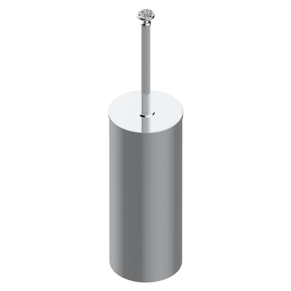 Metal toilet brush holder with brush with cover floor mounted