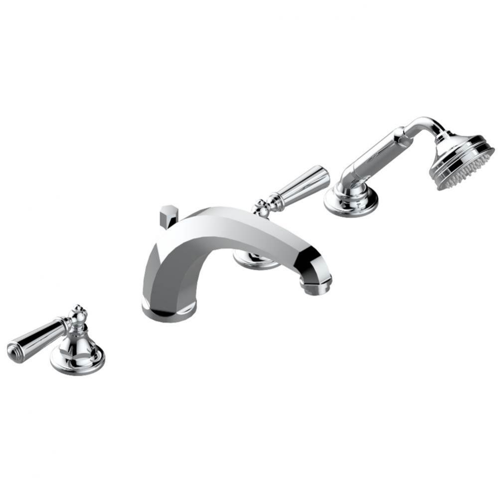 Roman tub set with high divertor spout and handshower, 3/4'' valves