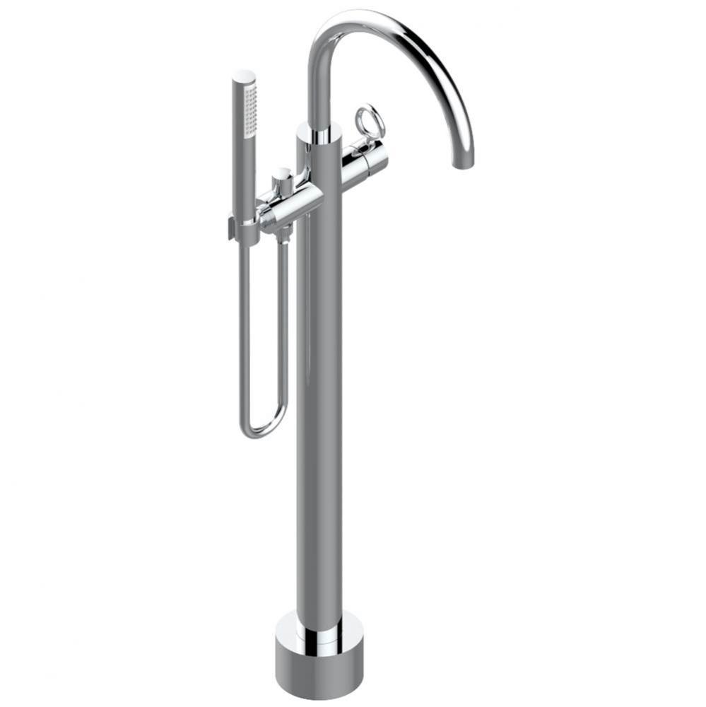Free-standing single lever bath mixer with handshower with Easyclean system