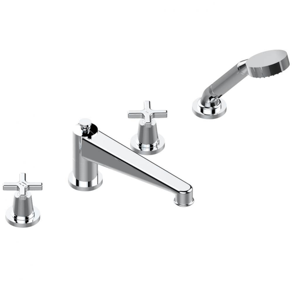 G69-112BSGUS - Deck Mounted Tub Filler With Diverter Goliath Spout And Handshower 3/4''