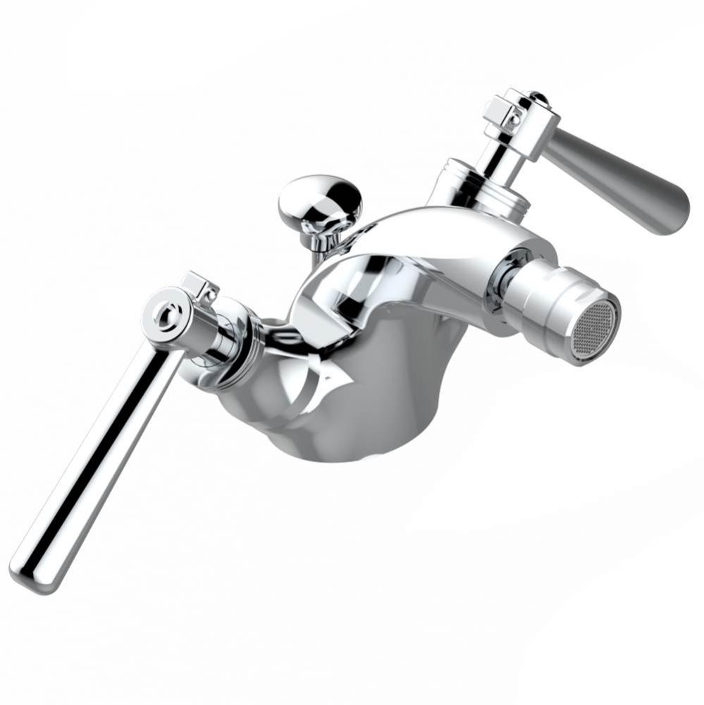 Single hole bidet faucet with drain