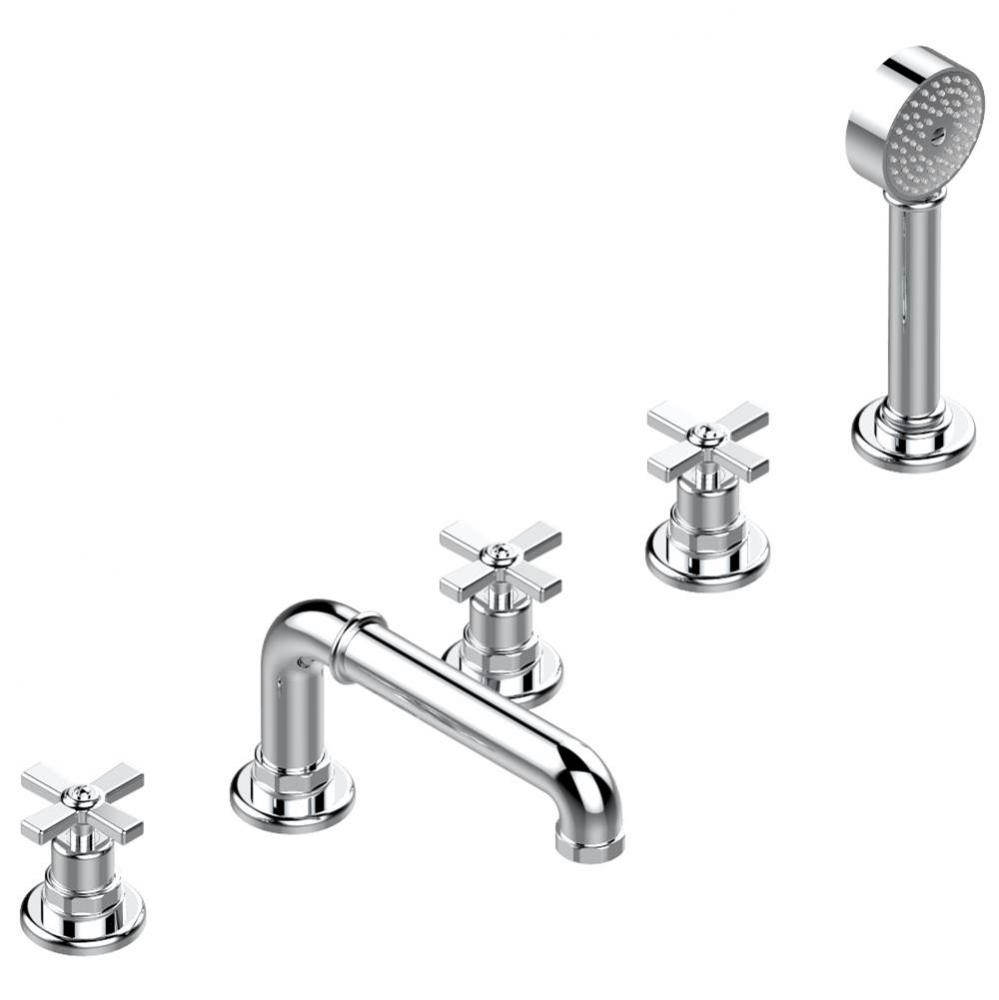 Roman tub set with 2 x 3/4'' valves and rim mounted ceramic mixer with progressive cartr