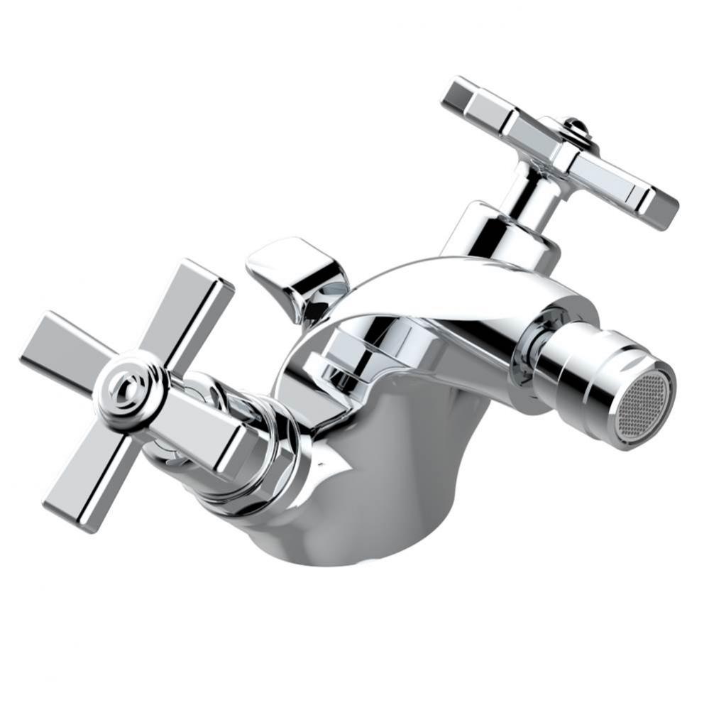 Single hole bidet faucet with drain