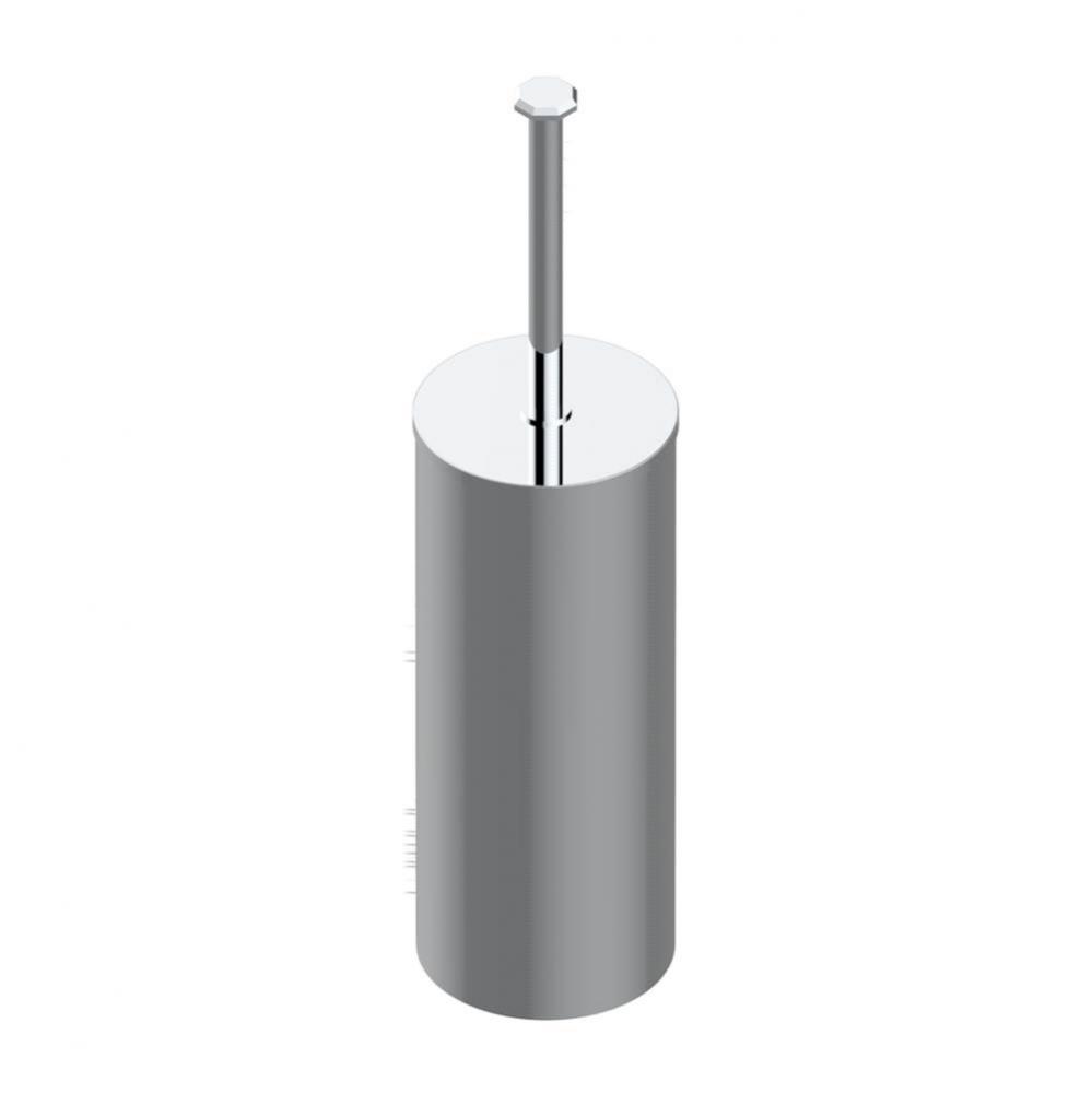 Metal toilet brush holder with brush with cover floor mounted