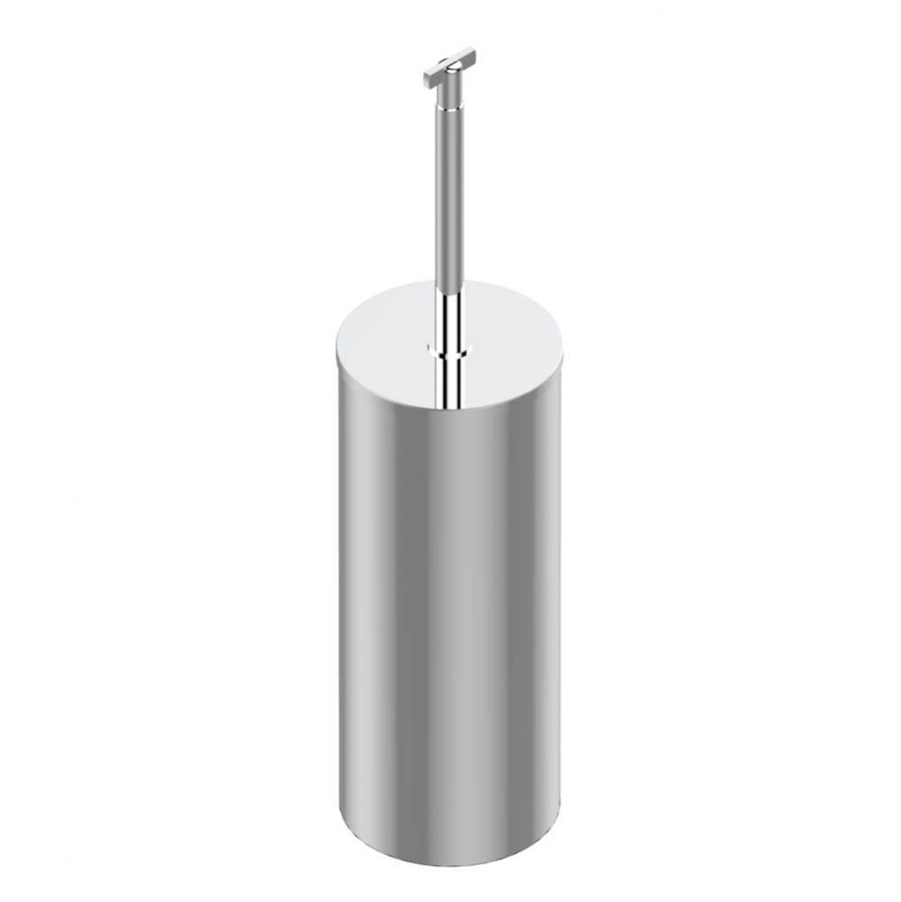 Metal toilet brush holder with brush with cover floor mounted