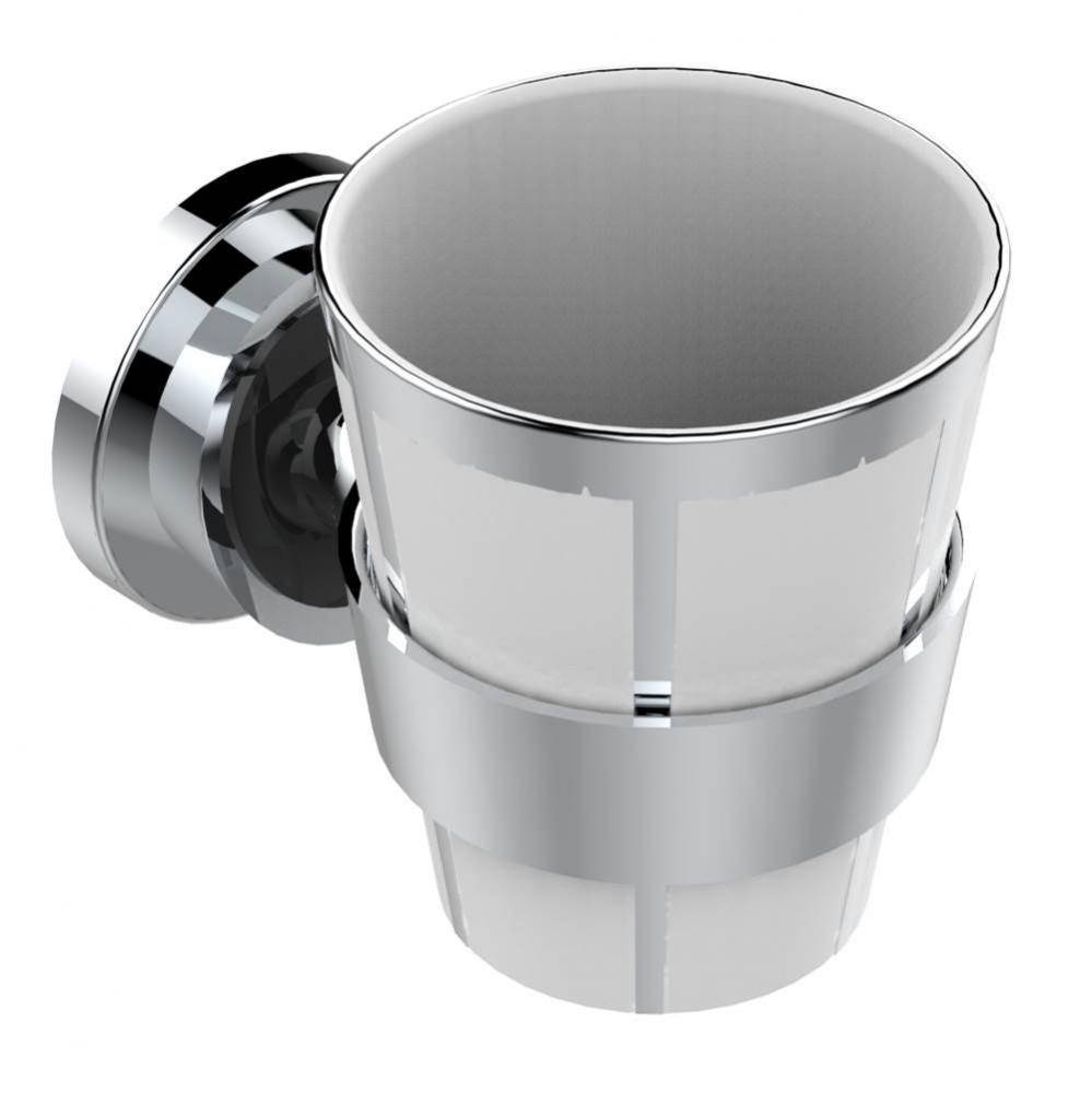 U3F-536BP - Wall Mounted Holder And Porcelain Tumbler With Platinum Decor