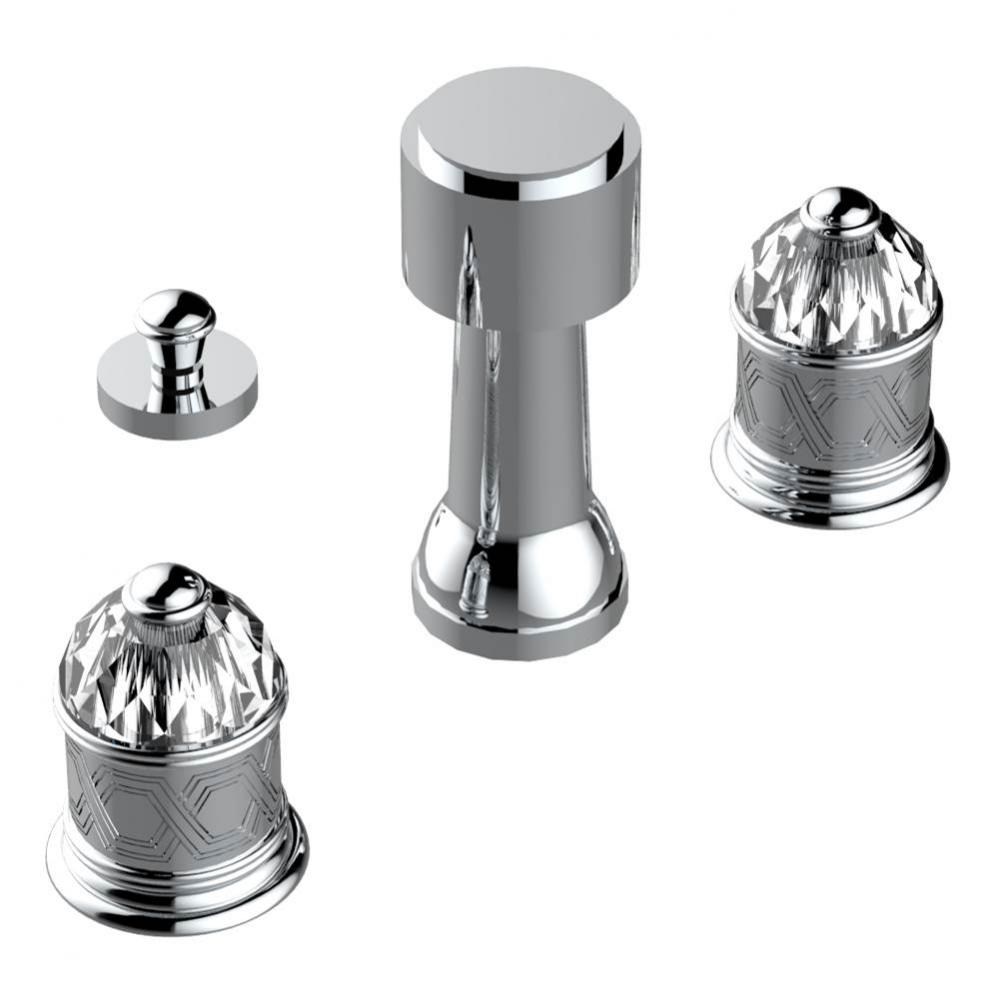 Deck mounted 3-hole bidet with vertical spray, vacuum breaker and drain