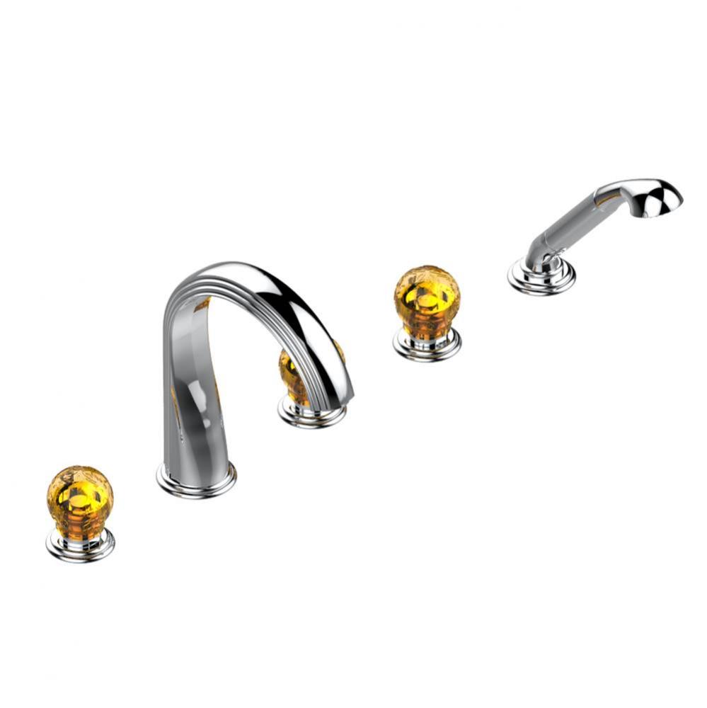 U5A-1132SGUS - Roman Tub Set With 2 X 3/4'' Valves And Rim Mounted Ceramic Mixer With Ha