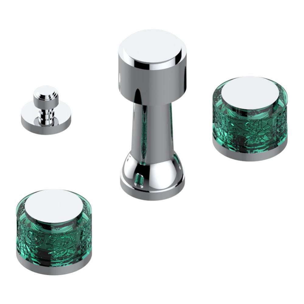 Deck mounted 3-hole bidet with vertical spray, vacuum breaker and drain