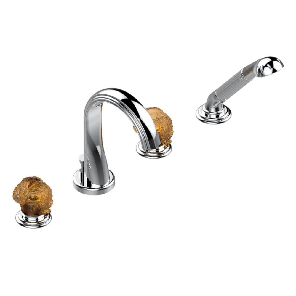 U5D-112BUS - Deck Mounted Tub Filler With Diverter Spout And Handshower 3/4'' Valves