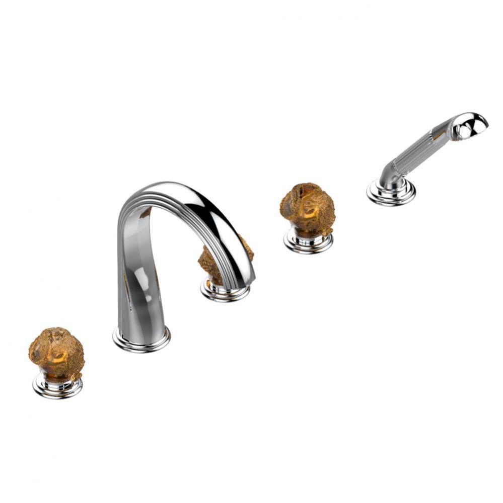 U5D-1132SGUS - Roman Tub Set With 2 X 3/4'' Valves And Rim Mounted Ceramic Mixer With Ha