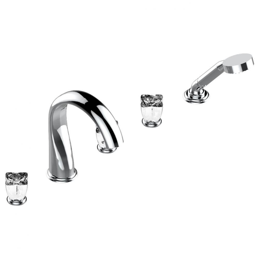 U6A-1132SGUS - Roman Tub Set With 2 X 3/4'' Valves And Rim Mounted Ceramic Mixer With Ha