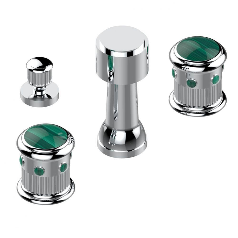Deck mounted 3-hole bidet with vertical spray, vacuum breaker and drain