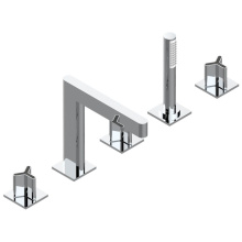 THG U7S-1132SG-A02 - Roman tub set with 2 x 3/4'' valves and rim mounted ceramic mixer with progressive cartr