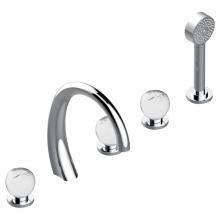 THG A42-1132SGUS - A42-1132SGUS - Roman Tub Set With 2 X 3/4'' Valves And Rim Mounted Ceramic Mixer With Ha