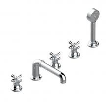 THG G7A-1132SGUS-A08 - Roman tub set with 2 x 3/4'' valves and rim mounted ceramic mixer with progressive cartr