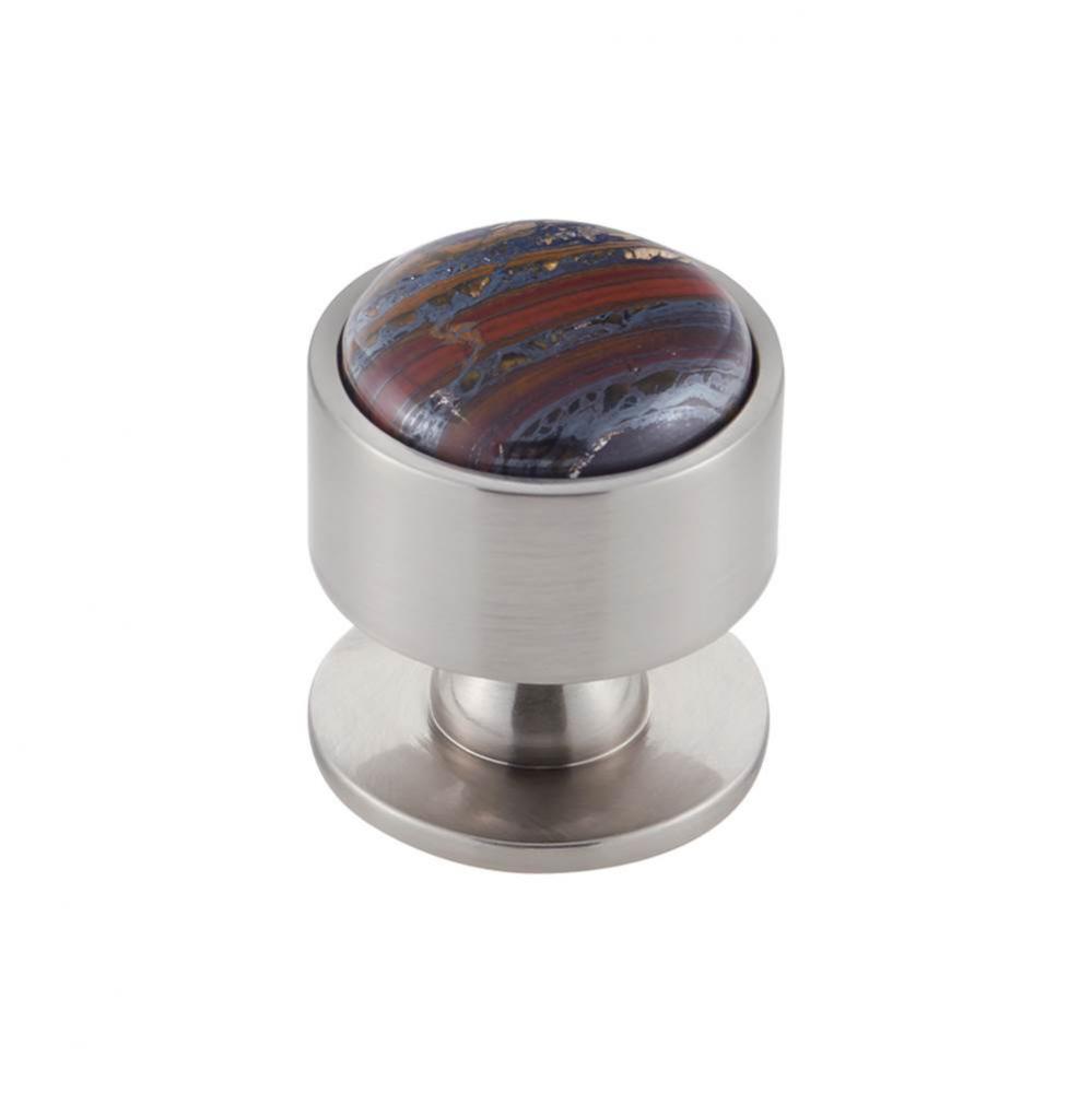 FireSky Iron Tiger Eye Knob 1 3/8 Inch Brushed Satin Nickel Base