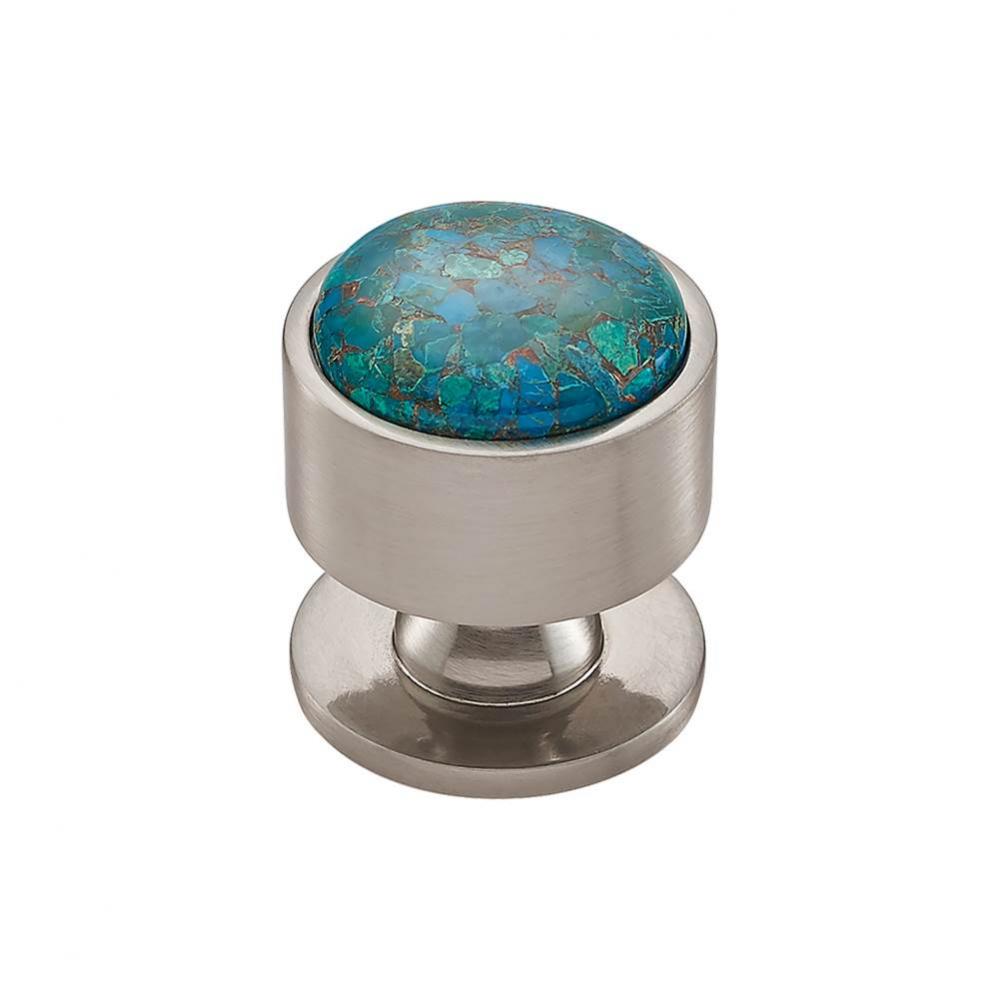 FireSky Mohave Blue Knob 1 3/8 Inch Brushed Satin Nickel Base