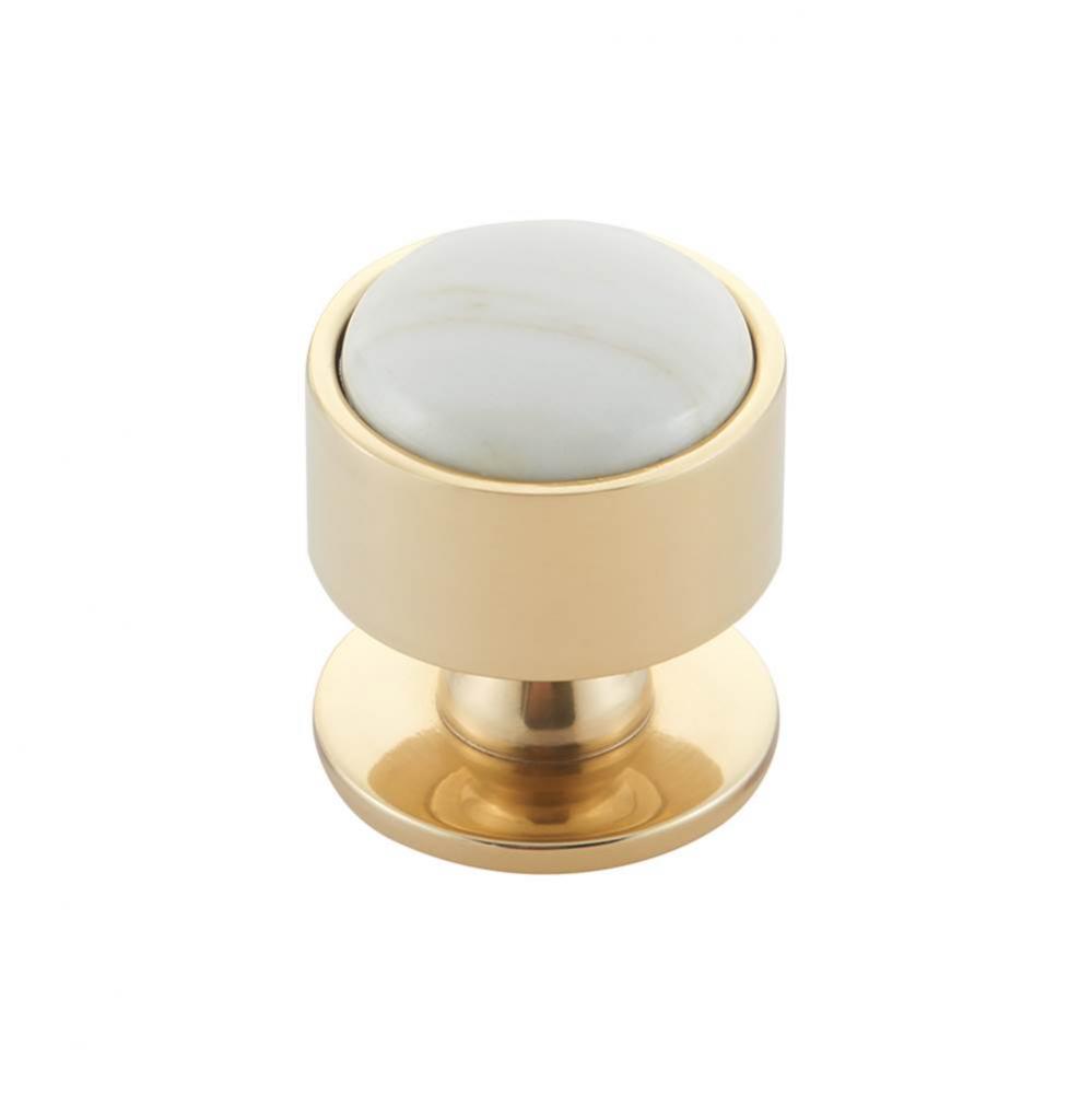 FireSky Calacatta Gold Knob 1 3/8 Inch Polished Brass Base
